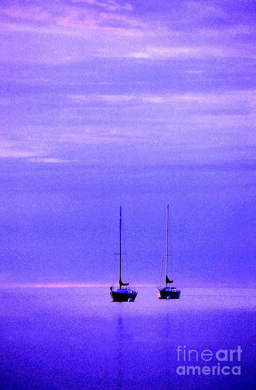 Sailboats Art Print featuring the photograph Sailboats in Blue by Timothy Johnson