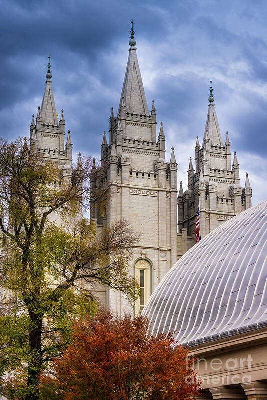 Salt Lake Art Print featuring the photograph Salt Lake LDS Temple and Tabernacle - Utah by Gary Whitton