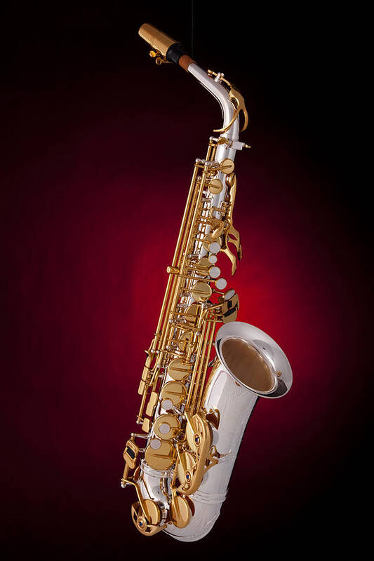 Saxophone Art Print featuring the photograph Saxophone on Red Spotlight by M K Miller