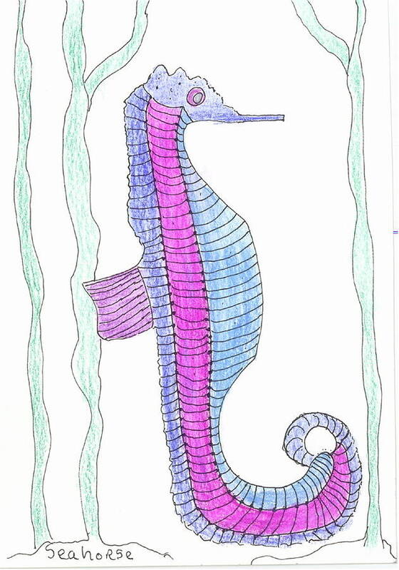 Sea Horse Art Print featuring the painting Sea Horse by Helen Holden-Gladsky