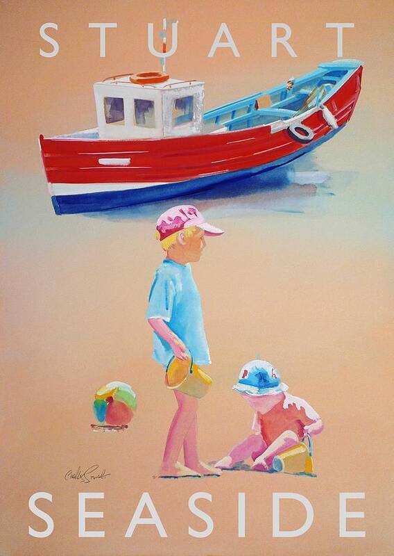 Boat Art Print featuring the painting Seaside by Charles Stuart