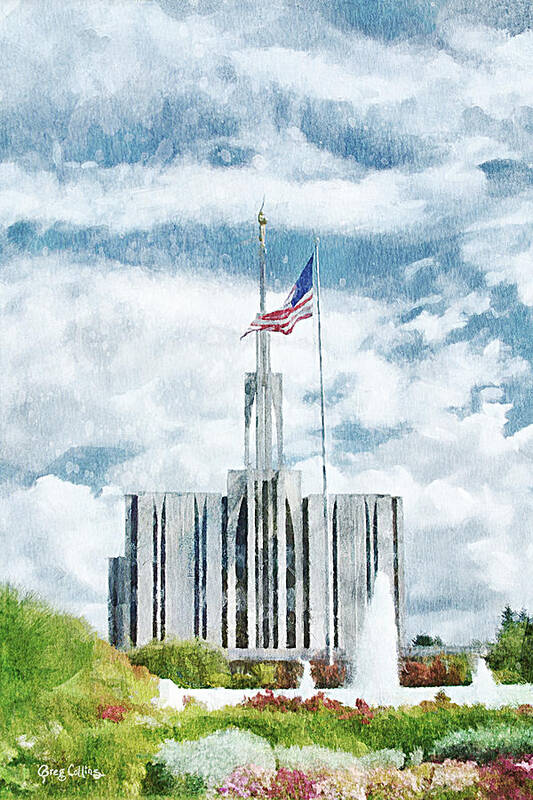 Temple Art Print featuring the painting Seattle Temple 1 by Greg Collins