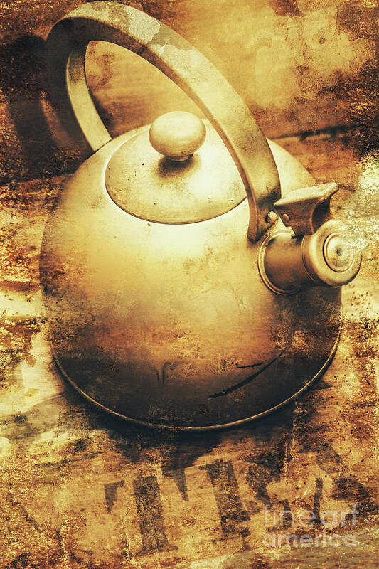 Vintage Art Print featuring the photograph Sepia toned old vintage domed kettle by Jorgo Photography