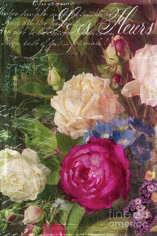 Shabby Roses Art Print featuring the painting Shabby Garden by Mindy Sommers