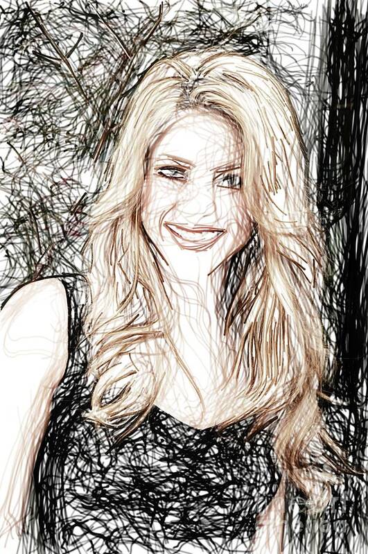 Shakira Morena Art Print featuring the drawing Shakira by Raina Shah