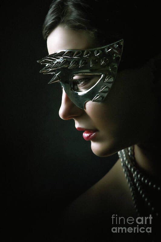 Fashion Art Print featuring the photograph Silver Spike Eye Mask by Dimitar Hristov