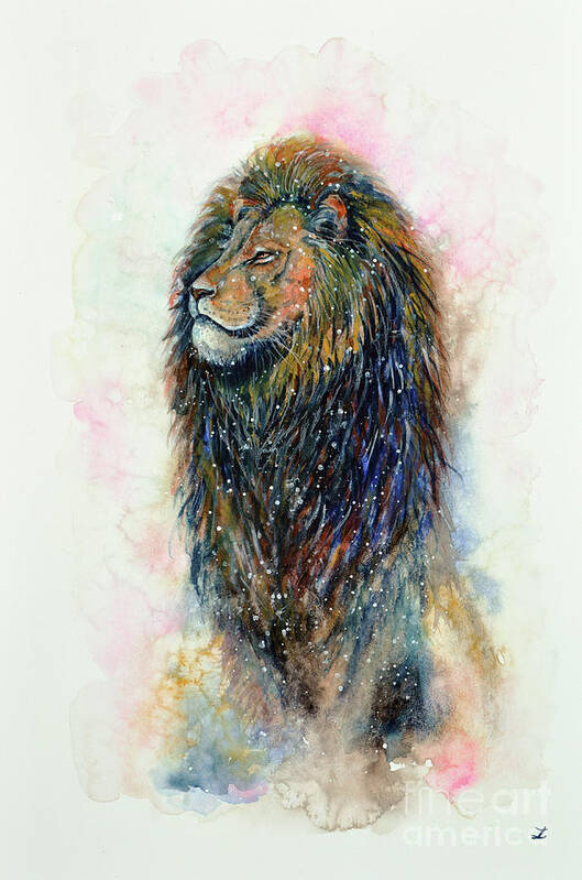 Lion Art Print featuring the painting Simba by Zaira Dzhaubaeva