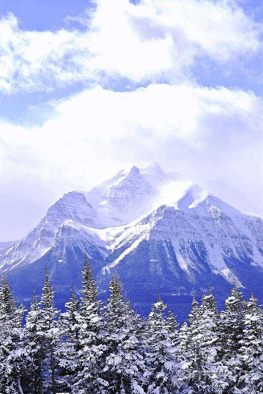 Mountain Art Print featuring the photograph Snowy mountain by Elena Elisseeva