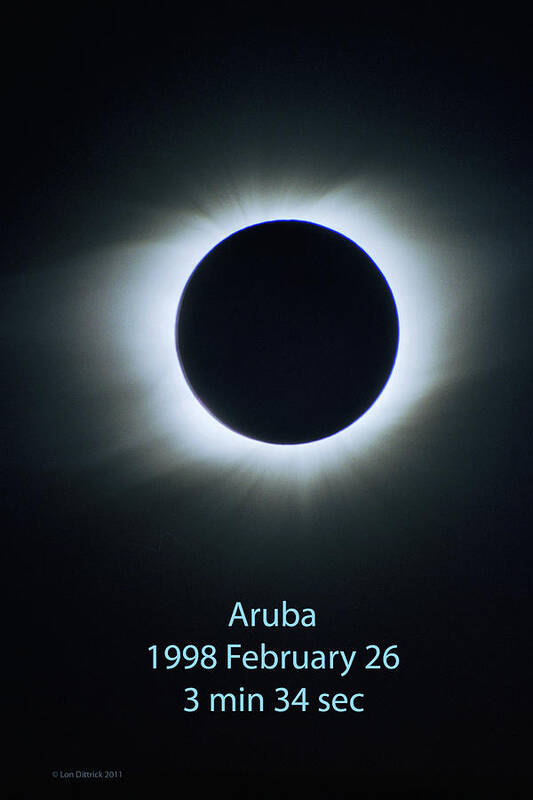 Solar Eclipse Art Print featuring the photograph Solar Eclipse Aruba 1998 by Lon Dittrick