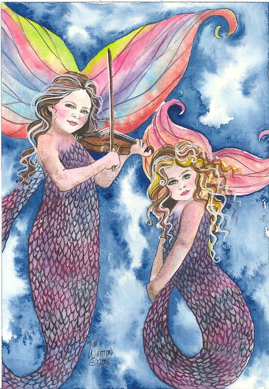 Fantasy Art Print featuring the painting Song of the Sirens by Kim Whitton