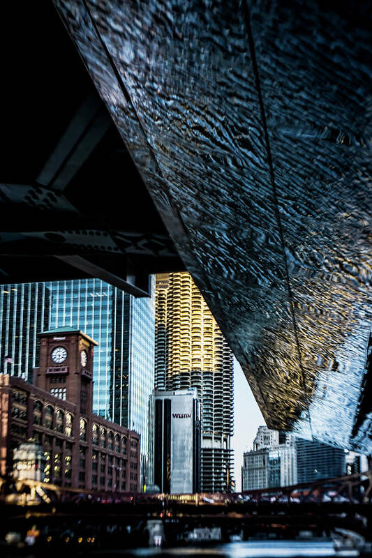 Chicago Art Print featuring the photograph Sort of Abstract look at Chicago's Riverwalk by Sven Brogren
