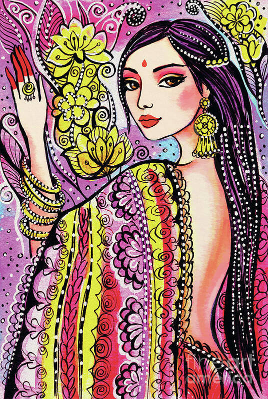 Beautiful Indian Woman Art Print featuring the painting Soul of India by Eva Campbell
