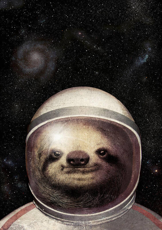 Sloth Art Print featuring the drawing Space Sloth by Eric Fan