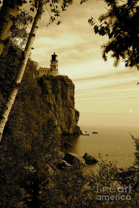 Lighthouse Art Print featuring the photograph Split Rock by Becqi Sherman