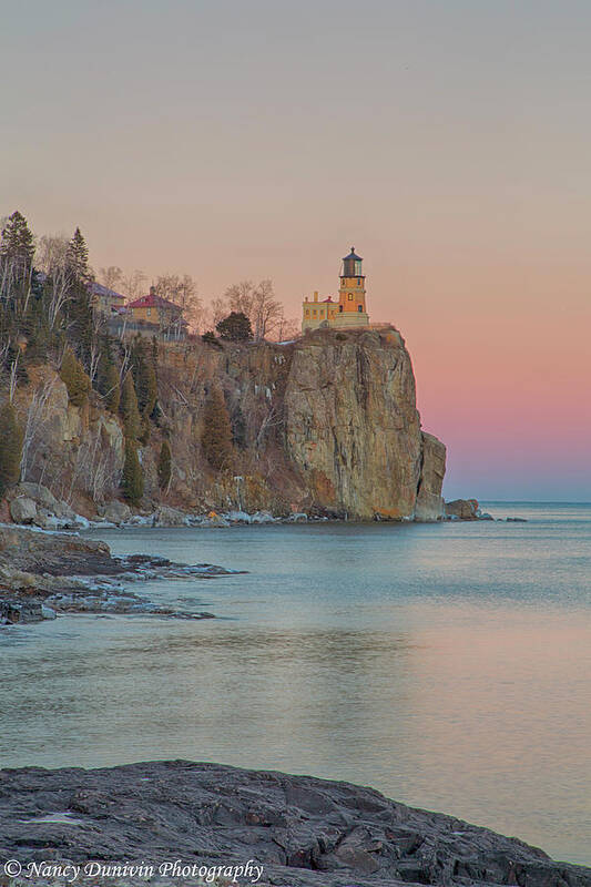 Minnesota Art Print featuring the photograph Split Rock Lighthouse Golden Hour by Nancy Dunivin