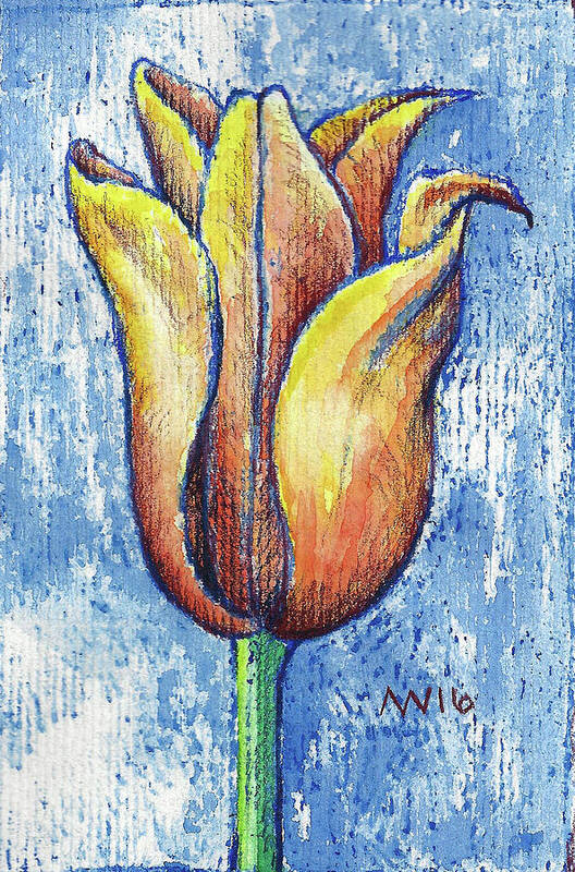 Tulips Art Print featuring the mixed media Spring Tulip by AnneMarie Welsh