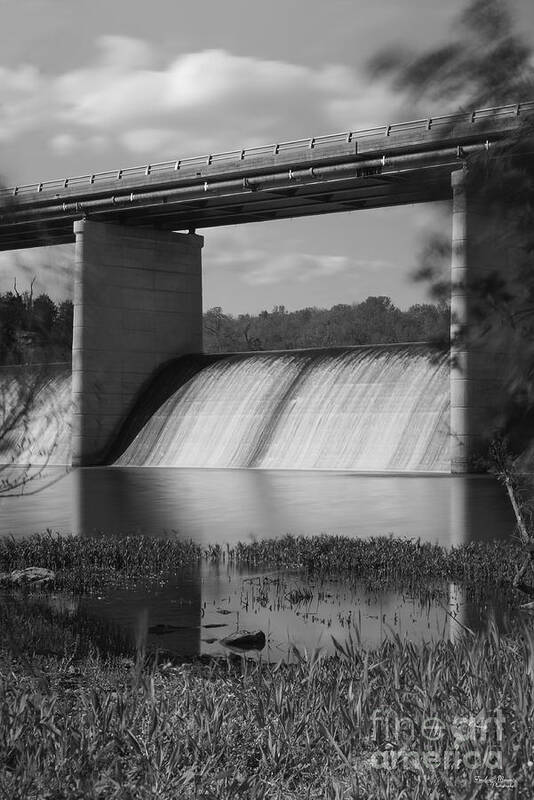 Dam Art Print featuring the photograph Springfield Lake Dam Grayscale by Jennifer White