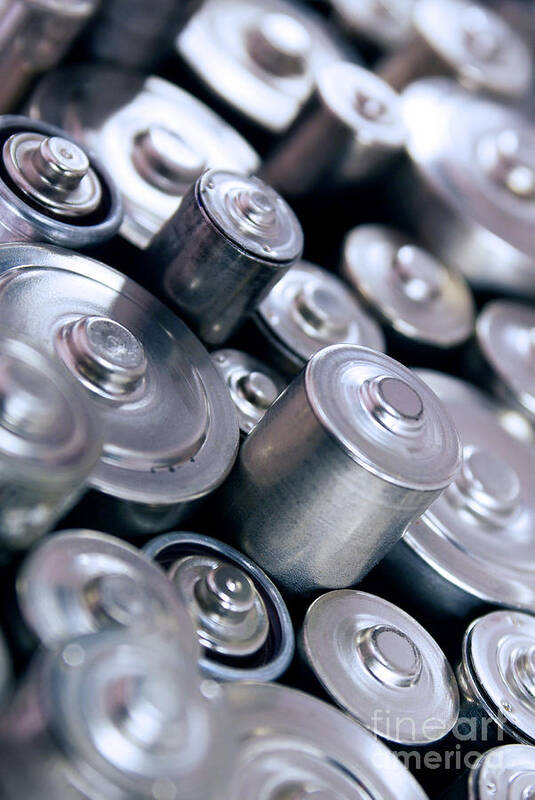 Abstract Art Print featuring the photograph Stack Of Batteries by Carlos Caetano