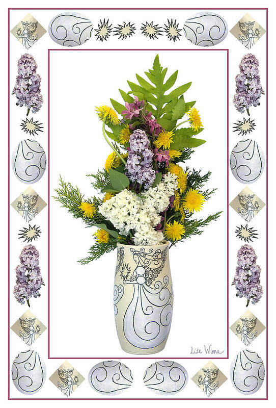 Vase By Lise Winne Art Print featuring the photograph Star Vase with a Bouquet From Heaven by Lise Winne