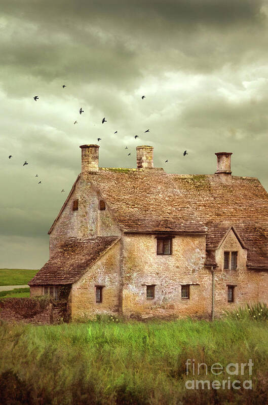 Cottage Art Print featuring the photograph Stone Cottage and Stormy Sky by Jill Battaglia