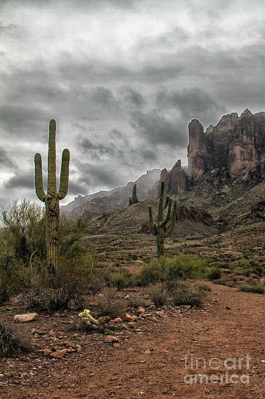 Apache Junction Art Print featuring the photograph Stormy day at the Superstition Mountains by Ruth Jolly