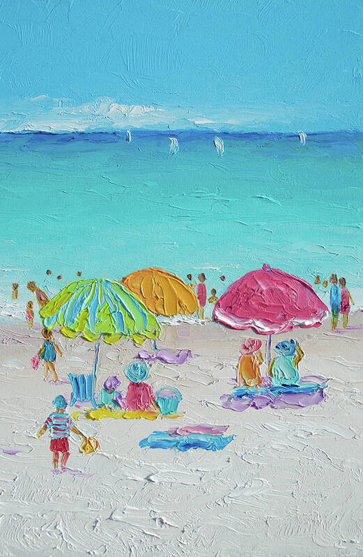 Beach Art Print featuring the painting Summer Scene diptych 2 by Jan Matson