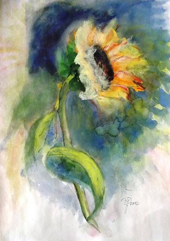 Sunflower Art Print featuring the painting Sunflower by Hedwig Pen