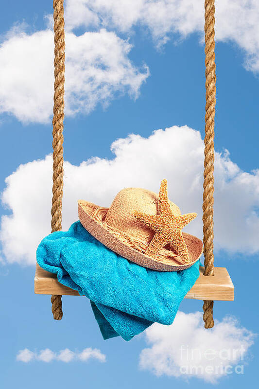 Swing Art Print featuring the photograph Sunhat On Swing by Amanda Elwell