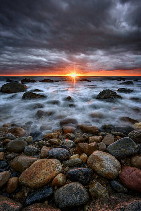 Rocks Art Print featuring the photograph Sunrise Over The East End by Rick Berk