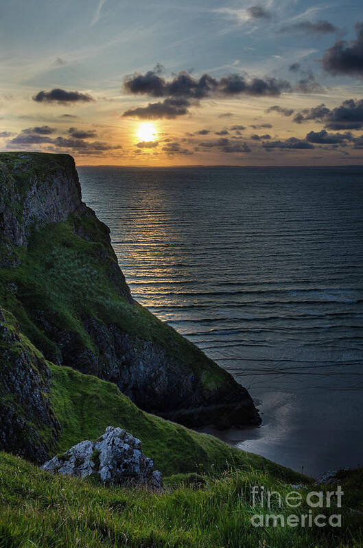 Sunset Art Print featuring the photograph Sunset at Rhossili Bay by Perry Rodriguez