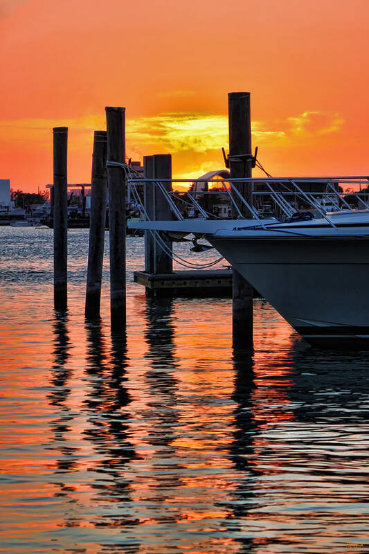Sunset Art Print featuring the photograph Sunset at Sailboat Marina by Jeff Breiman