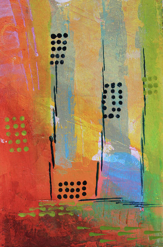 Abstract Art Print featuring the mixed media Sunset Park by April Burton