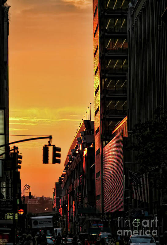 New York Art Print featuring the photograph Sunset street one by Chuck Kuhn