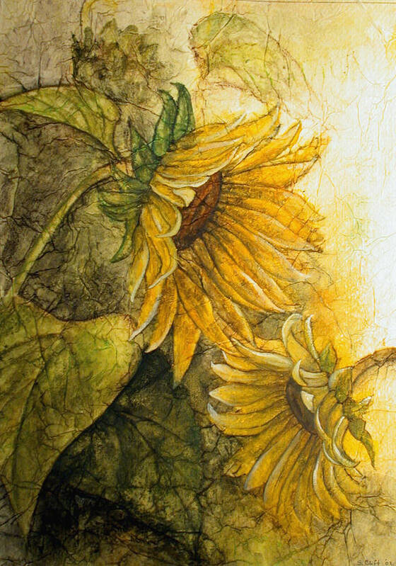 Flowers Art Print featuring the painting Sunworshippers I by Sandy Clift