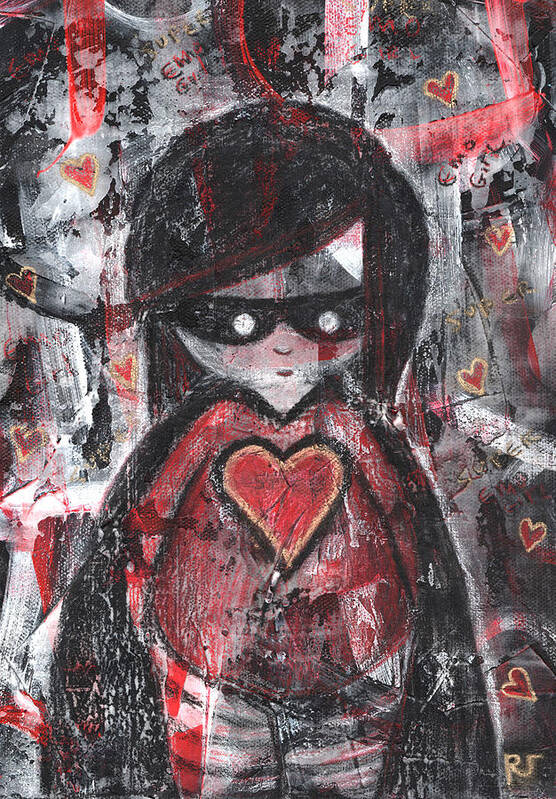 Emo Art Print featuring the mixed media Super Emo Girl by Roseanne Jones