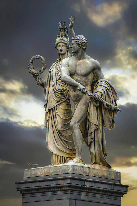 Statue Art Print featuring the photograph Sword and Wreath by Will Wagner