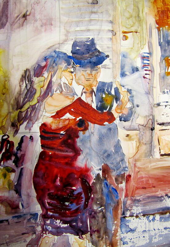 Watercolor Art Print featuring the painting Tango in Buenos Aires by Carole Johnson
