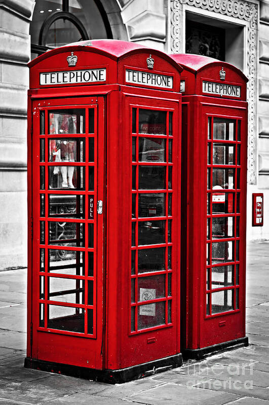 London Art Print featuring the photograph Telephone boxes in London by Elena Elisseeva