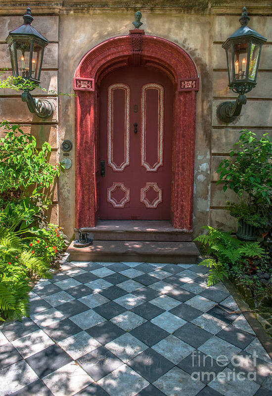 Red Door Art Print featuring the photograph Grand Red Door Entrance by Dale Powell