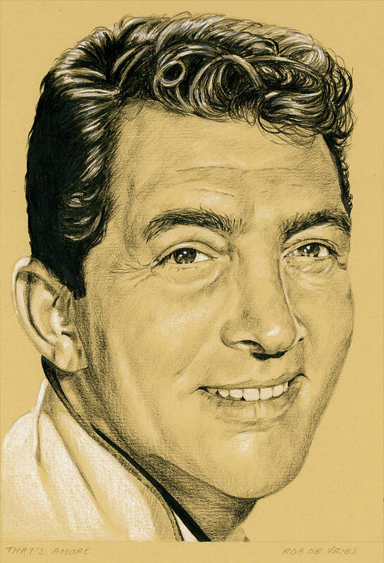 Dean Martin Art Print featuring the drawing That's Amore by Rob De Vries