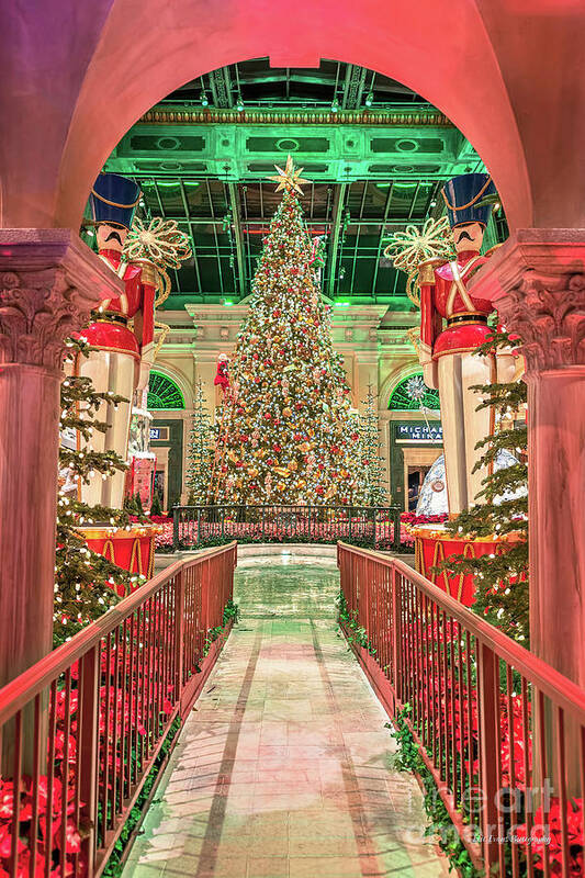 Bellagio Christmas Tree Art Print featuring the photograph The Bellagio Christmas Tree Under the Arch 2017 by Aloha Art