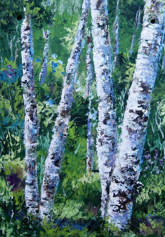 Birch Trees Art Print featuring the painting The Birches by Megan Walsh