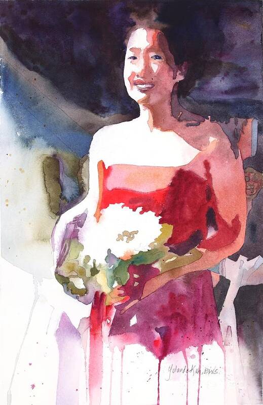 Bridesmaid Paintings Art Print featuring the painting The Briadesmaid by Yolanda Koh