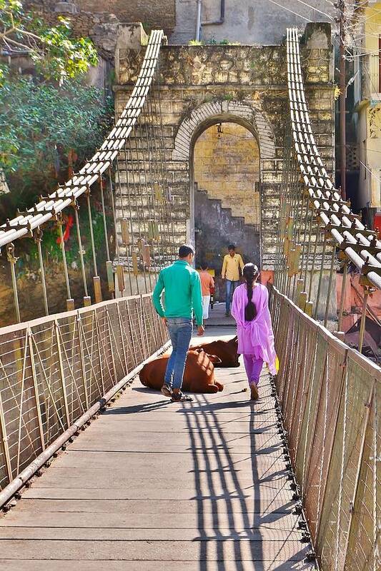 Bridge Art Print featuring the photograph The Bridge at Deoprayag India by Kim Bemis