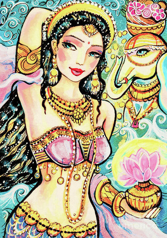 Indian Goddess Art Print featuring the painting The Light of Lakshmi by Eva Campbell