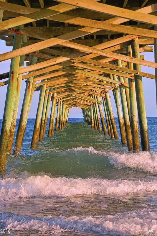 The Pier At Emerald Isle North Carolina Art Print featuring the photograph The Pier At Emerald Isle North Carolina by Lisa Wooten