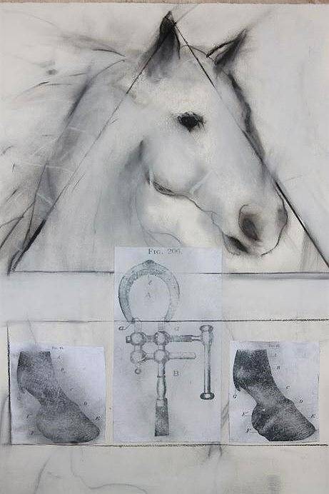 Horse And The History Of Shoeing. Art Print featuring the pastel The Question Of The Horseshoe by Thomas Scheibal