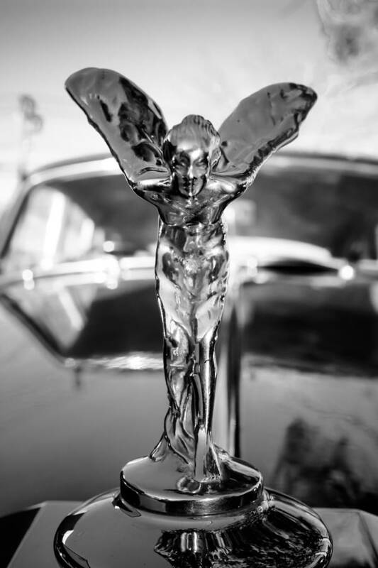 Rolls Royce Art Print featuring the photograph The Spirit of Ecstasy - Noir by Colleen Kammerer
