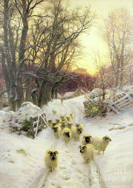 Sunset Art Print featuring the painting The Sun Had Closed the Winter's Day by Joseph Farquharson
