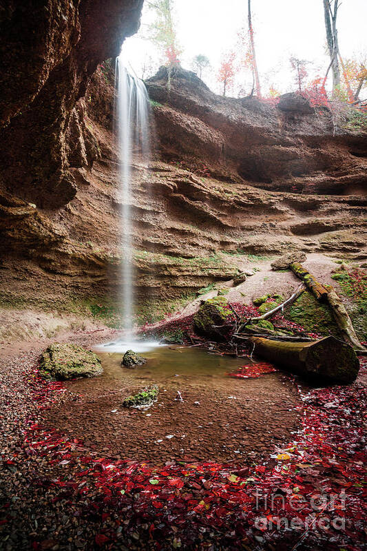Autumn Art Print featuring the photograph The Tiny Waterfall by Hannes Cmarits